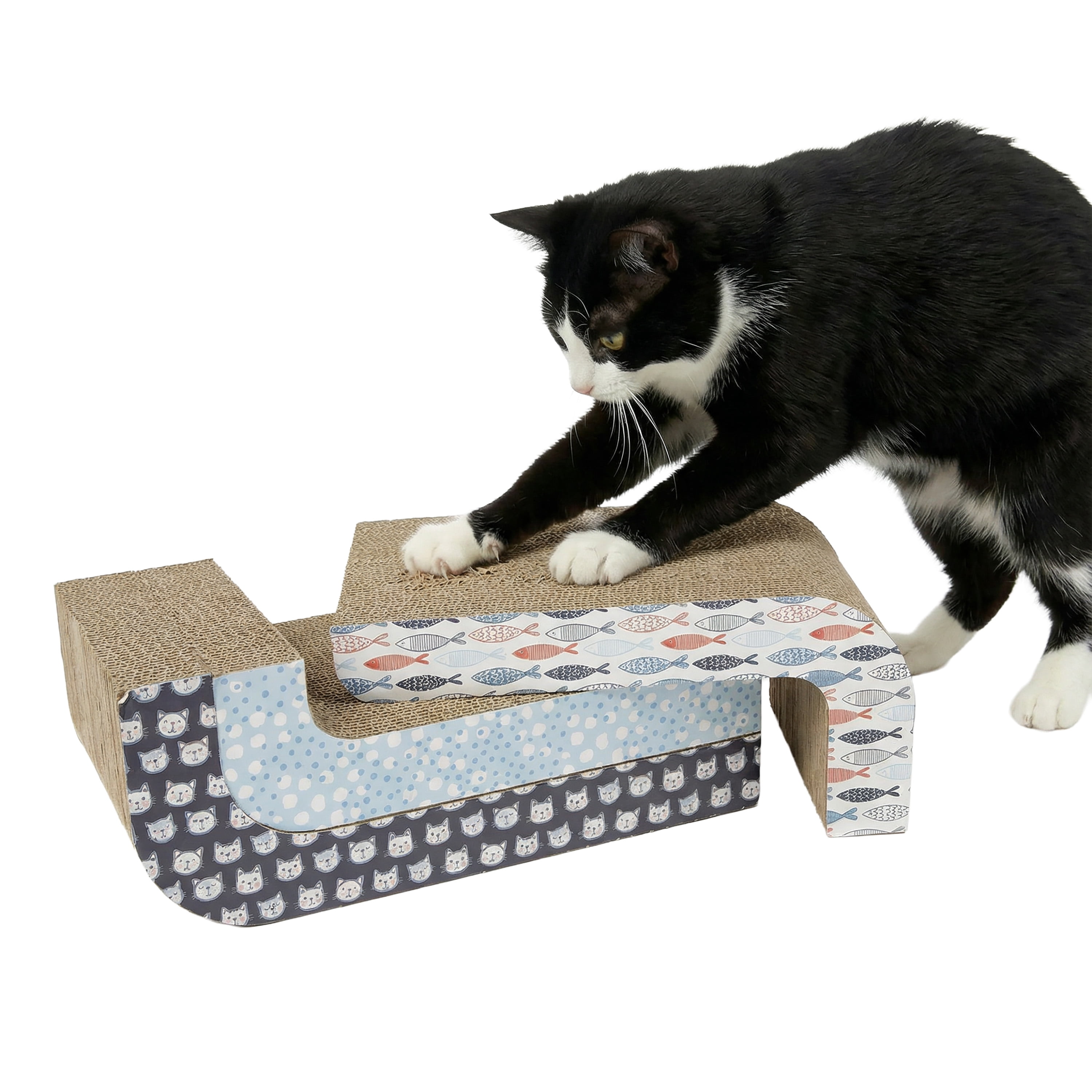 Kitty City Corrugated Cardboard Assorted Print Sloped 3-Pack Cat Scratching Pads, Multicolored, One Size