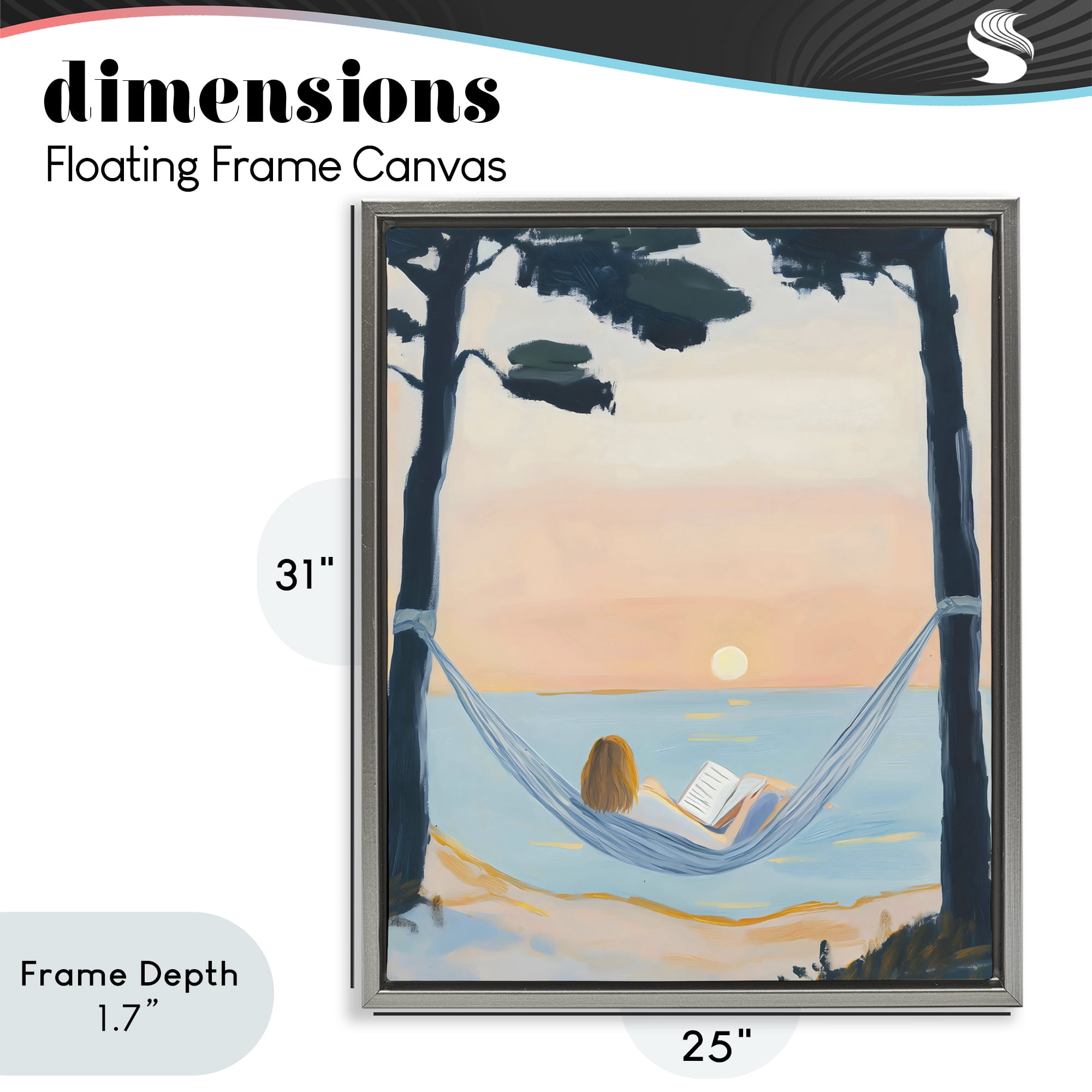 Stupell Industries Reading At Sunset in Hammock Gray Framed Floater Canvas Wall Art, design by The Prints Vibe