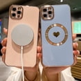 thumbnail image 4 of Compatible for iPhone 11 Pro Max 6.5 Inch Plating Heart Case with Magsafe, TPU Shockproof Cute Case for Women Girl Camera Protection Back Cover for iPhone 11 Pro Max Blue, 4 of 14