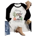 thumbnail image 3 of Qarigey Camiseta de manga 3/4 para mujer, blusas de verano con estampado gráfico de letras informales, atuendos superiores para niñas, negro, S Prendas para la parte del cuerpo Negro L, 3 of 5
