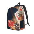 thumbnail image 1 of Vsdgher Poker Chips Print Canvas Backpack Travel Rucksack Unisex Knapsack 15.7/17.7Inch Laptop Backpack for Work,College-Small, 1 of 5