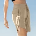 thumbnail image 6 of Women's 7" Athletic Running Long Shorts Workout Hiking Shorts Quick Dry High Waisted Active Zipper Pocket(Khaki,XL）, 6 of 7
