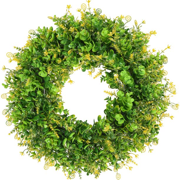 Coolmade Artificial Green Wreath 18" Boxwood Wreath Outdoor
