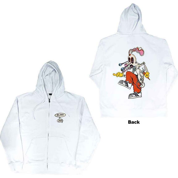 Blink-182 Unisex Zipped Hoodie Sweatshirt Roger Rabbit (Back Print) (X-Large)