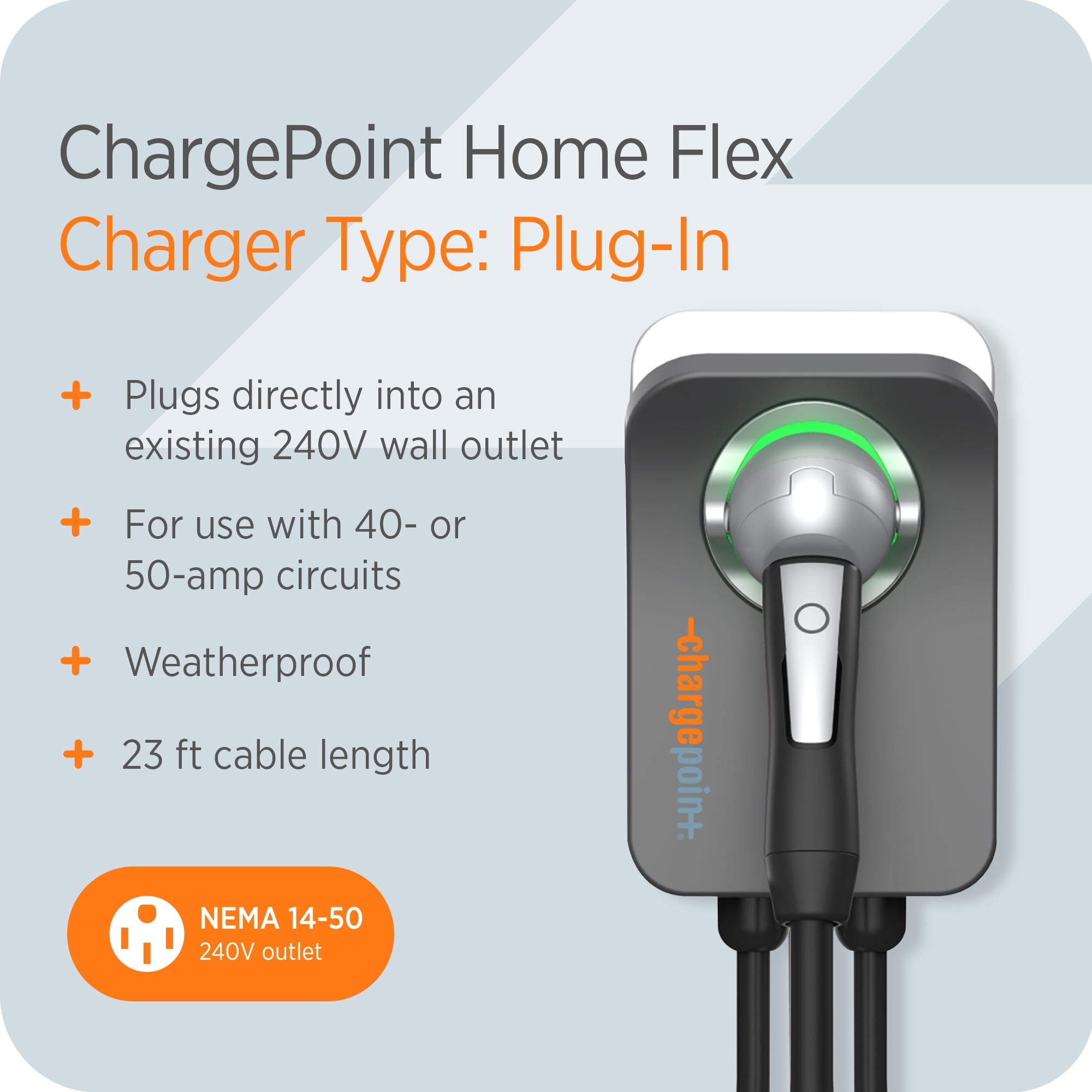 Pre-Owned ChargePoint Flex 2 EV Charger NACS, NEMA 14 -50 Outlet Charge Station Level 2