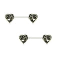 thumbnail image 3 of Pair of Nipple Rings 14G Heart Steampunk Design Surgical Steel Antique Colors, 3 of 3