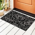 thumbnail image 2 of YFYANG 36"x24" Non-Slip Flannel Carpet Doormat, Living Room Bedroom Office Decorative Area Rugs, Indoor Black Rose Texture Doodle Floor Mats, 2 of 7