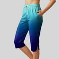 thumbnail image 2 of vigerkar Capri Pants for Women Side Split Knee Length Elastic Waisted Drawstring Athletic Workout Yoga Pants with Pockets 2025 Blue, M, 2 of 5
