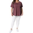 thumbnail image 2 of Agnes Orinda Women's Plus Size Top Crew Neck Short Sleeve t Shirts Flowy Pleated Dressy Casual Tunic Blouses 1X Dark Red, 2 of 6