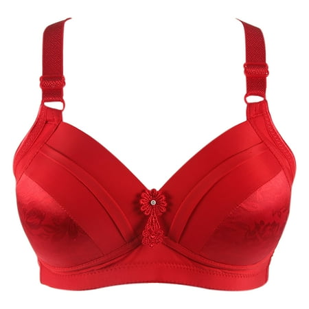 

Miluxas Plus Women Bra Clearance Women Printed Bra Wire Free Underwear One-Piece Bra Everyday Underwear Red M(M)