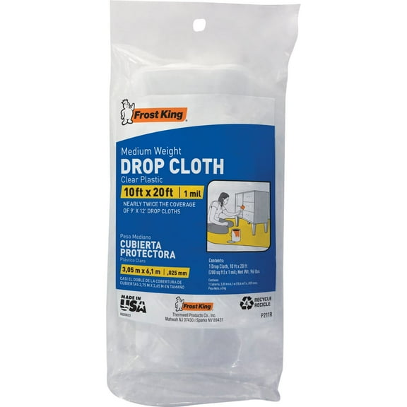Frost King 10 ft. x 20 Ft. x 1 mm Clear Plastic Drop Cloth 1 Pk