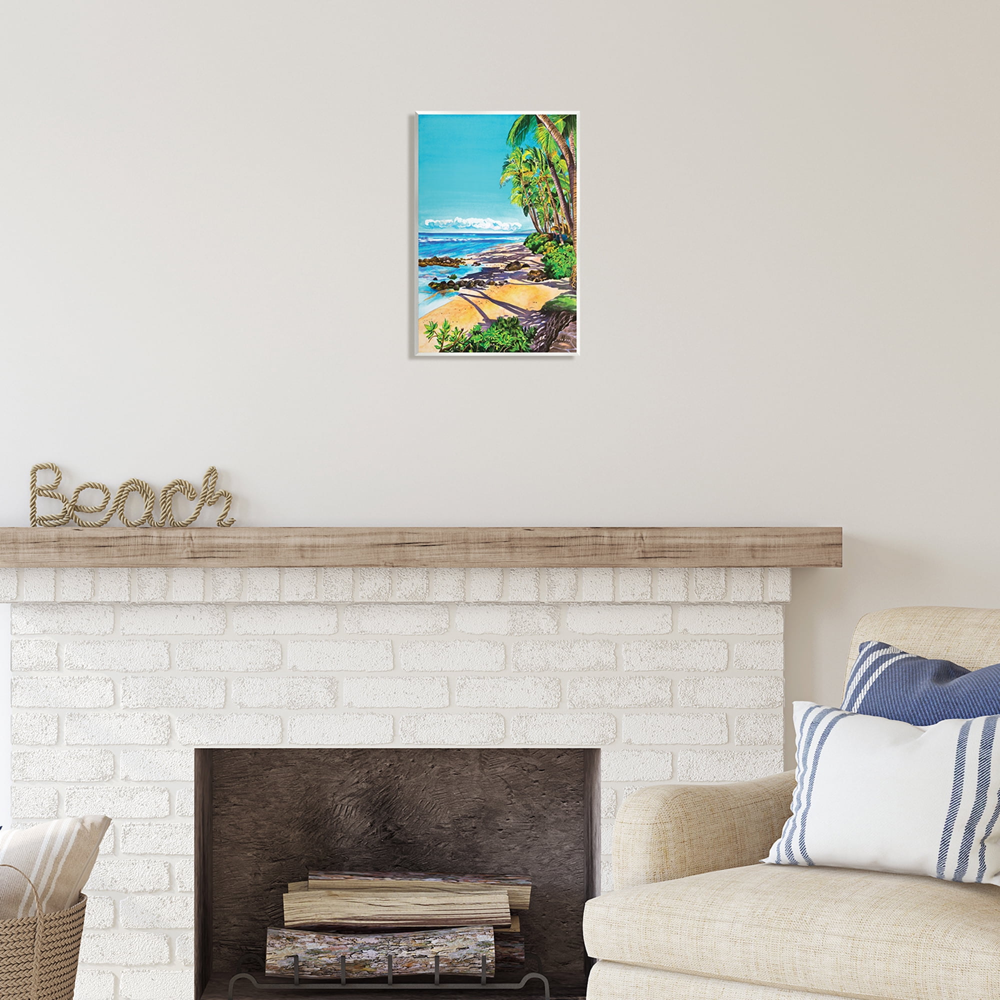 Stupell Industries Tropical Shore Landscape Nature Painting Unframed Art Print Wall Art, 10 x 15