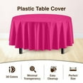 thumbnail image 3 of Exquisite Premium 84" Round Plastic Tablecloth - Hot Pink Solid, 3 of 7
