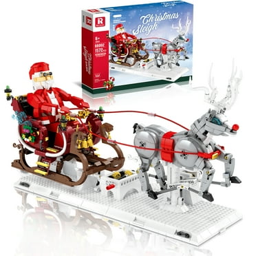 AirSMall 1572 Pcs Christmas Building Block Set, Reindeer Snow Car Model Kit - Santa Claus Minifigure with Sleigh and Reindeer, Christmas Toy Gift for Kids boy Girl 26.5 x 11.6 x 14.8 In