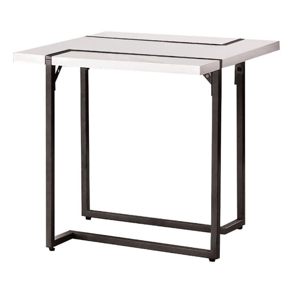 Side End Table- Black Steel Sled Base- 22 Inch