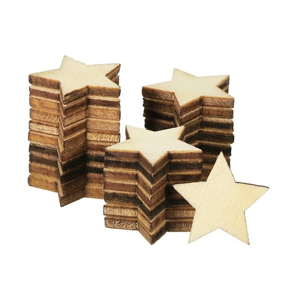 20mm Wooden Stars, 50 Pack Unfinished Wood Stars Blank Wooden Cutouts