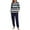 #011 Dark Blue, variant on Felirenzacia Womens Striped Pajama Sets with Pockets, Fleece Lined Long Sleeve Shirts with Cuffed Full Pants, Cozy Casual Longewear, Winter Warm Thermal Undershirts