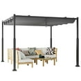 thumbnail image 2 of Resenkos Canopy, Gazebo Tent, Outdoor Canopies,10 x 10 Feet Outdoor Pergola with Retractable Canopy and Metal Columns-Gray, 2 of 9
