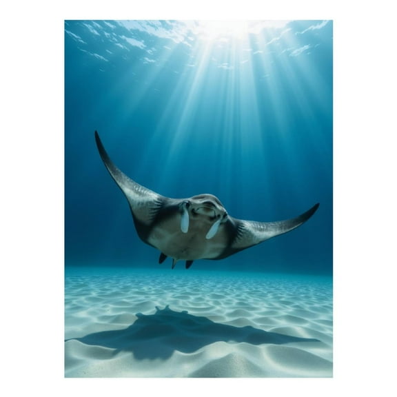 Diamond Art Kit for Adults, Manta Ray Ocean Sunlight Scene Diamond Painting for Adults Beginners, DIY Diamond Art Painting Kits, 5D Diamond Painting Crafts for Home Decor 12x16 Frameless
