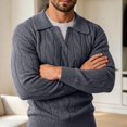 thumbnail image 2 of Sorvello Men's Fake Two Piece V Neck Cable Knit Sweater Long Sleeve Casual Fall Winter Pullover Top Layering Loungewear Dark Gray XXXL, 2 of 7