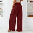 thumbnail image 4 of DHFJKG Womens Wide Leg Pants Jogging Bottoms Solid Color Drawstring Elastic Waist Loose Fit Pleated Summer Breathable Pants Soft Trousers, 4 of 6