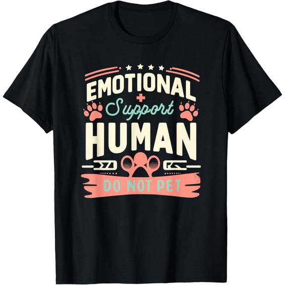 Emotional Support Human Do Not Pet Fun Pastel Service Animal T-ShirtMen's and women's gift, black and white T-shirt, size: Extra large S-4XL