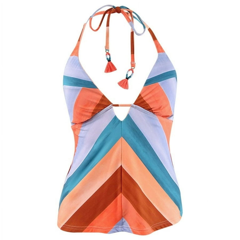 Lucky Brand Women's Block Party Tankini Swim Top Separates Swimsuit (XS,  Multi)