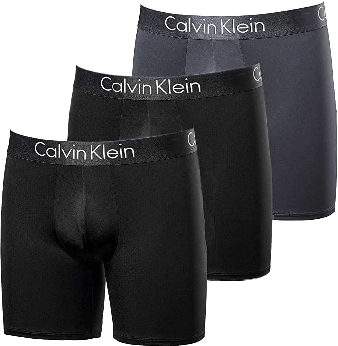 Calvin Klein Men's 3 Pack Chromatic Microfiber Boxer Briefs  (Black/Black/Grey, Medium) 