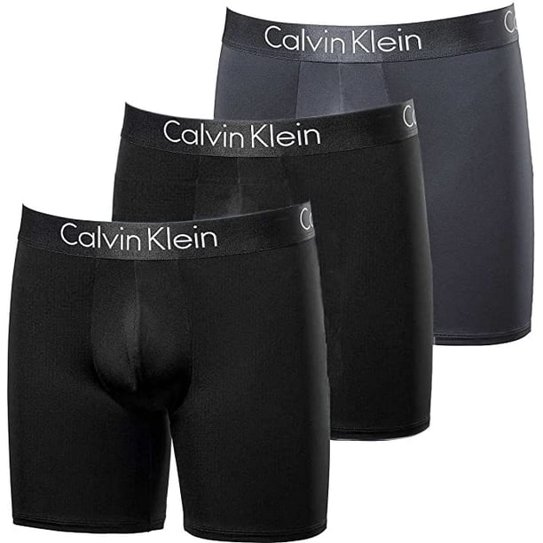 Calvin Klein Men's 3 Pack Chromatic Microfiber Boxer Briefs  (Black/Black/Grey, Medium) 