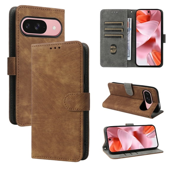 ChicShell Wallet Case for Google Pixel 10 /10 Pro with Cards Holder, RFID Blocking Flip Stand Full Body Protective Bumper Shockproof Phone Case with Hand Strap for Google Pixel 10 /10 Pro, Brown