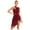 A Burgundy, variant on YEAHDOR Womens Asymmetrical Shoulder Dance Dress Mesh Waist Modern Contemporary Lyrical Dance Costume A Burgundy S