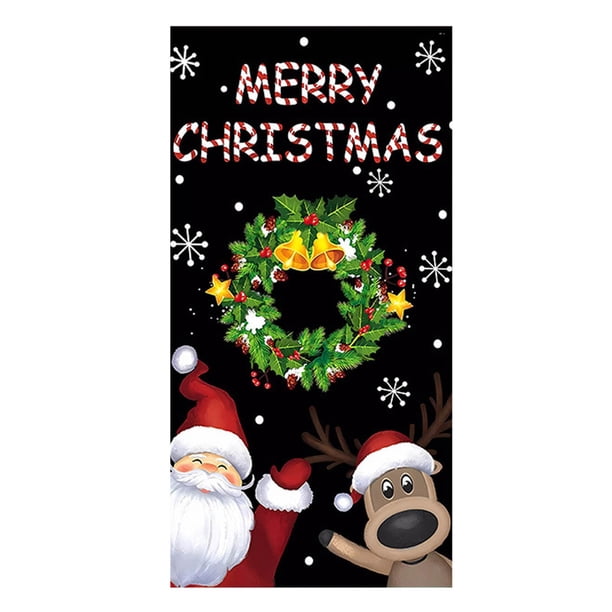 Decoración navideña para puertas, cubierta para puertas, tela para colgar, fondo para decorar fiestas navideñas