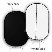 Fotodiox Pro 5x7ft Collapsible Black + White 2-in-1 Background, Backdrop Kit with Stand Support
