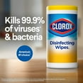 thumbnail image 3 of Clorox Disinfecting Wipes Disinfecting Fresh Scent, Lemon Canister 75 Count, 3 of 8
