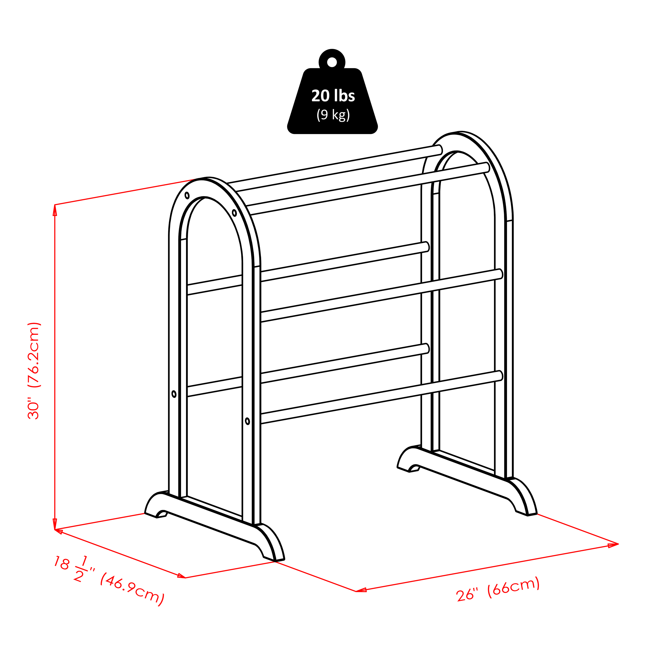 Winsome Eleanor 6 Rod Quilt Rack, Walnut Finish
