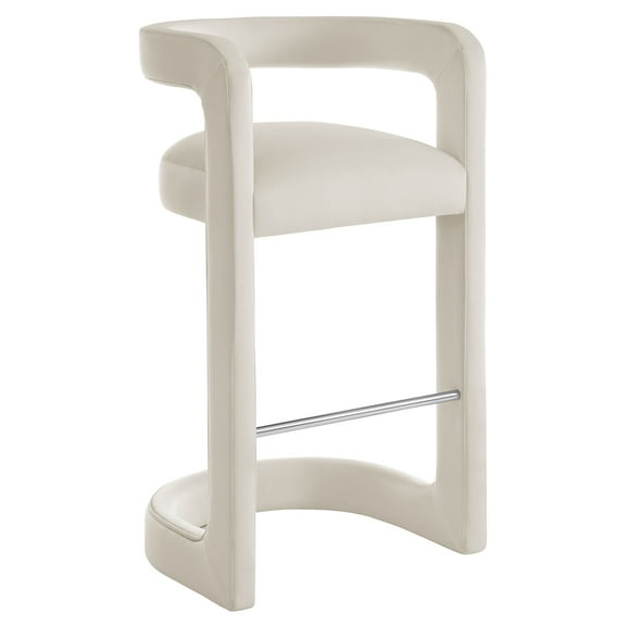 Bar Stool Chair Barstool, White, Velvet, Bar Pub Cafe Bistro Dining Kitchen Hospitality Restaurant, Modern Contemporary, HB37624