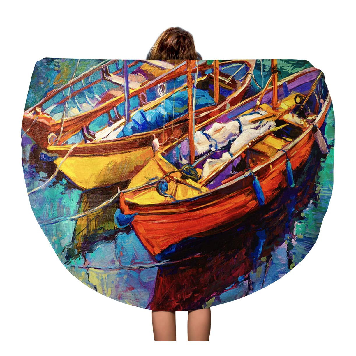 KDAGR 60 inch Round Beach Towel Blanket Original Oil ...