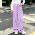 thumbnail image 2 of LangJing Girls Polka Dot Printed Fleece Sweatpants Youth Kids Elastic Waist Casual Drawstring Wide Leg Pants, 5-15Years, 2 of 7