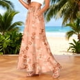 thumbnail image 2 of LWavelet Women Floral Print Maxi Skirt Elastic Waist With Pockets Boho Summer Long Skirt Orange M, 2 of 5