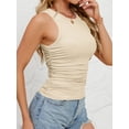 thumbnail image 5 of Women's Summer Tank Tops Solid Color Camisole Sleeveless Crew Neck Crop Tops Side Ruched Drawstring Vest Casual Blouse, 5 of 7