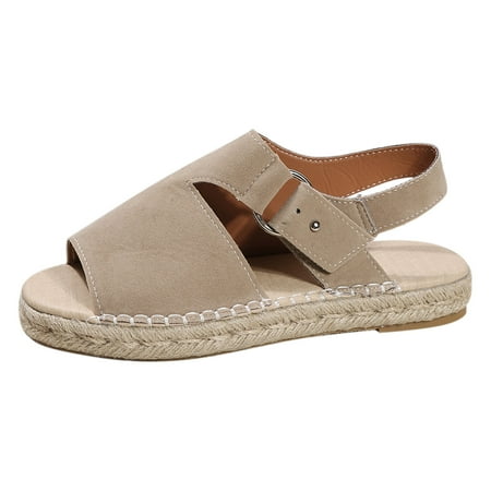 

Youmylove Women Sandals Fashion Spring Thick Bottom Fish Mouth Open Toe Buckle Back Strap Comfortable Solid Color Casual Summer Comfy Beach Outdoor Walking Footwear