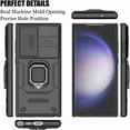 thumbnail image 7 of Dteck Compatible with Samsung Galaxy S24 Ultra Bracket Shell,with Slide Lens Cover Magnetic Metal Ring Holder Heavy Duty TPU+PC Shockproof Phone Case for Samsung Galaxy S24 Ultra 5G,Black, 7 of 7