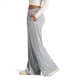 thumbnail image 4 of Pantalones Deportivos de Pierna para Mujer, Holgados, con Cordón Elástico, de Cintura Alta, Estilo Palazzo. Gris L, 4 of 7