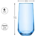 thumbnail image 2 of Biandeco Blue Drinking Glasses Set of 6 | 16 oz Blue Glass Cups | Highball Drinkware for Cocktails, Long Drink, Water, Mojito, Juice, Soda, 2 of 4