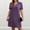 Purple, variant on IUYRTFE Women Solid Color Short Sleeve V Neck Ribbed Dress Casual Loose Fit Summer Mini Dress