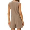 thumbnail image 3 of SWQZVT Womens Rompers Summer Casual Jumpsuits for Women Button Down Sleeveless Shorts Overalls Loose Onesie with Pockets, 3 of 8