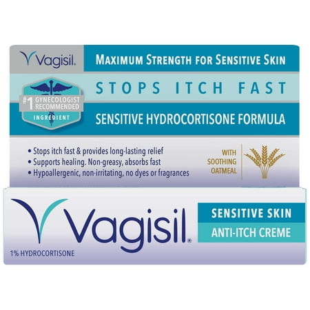 (2 pack) Vagisil Anti-Itch Vaginal Creme, Maximum Strength, Sensitive Skin Formula with Hydrocortisone and Soothing Oatmeal, 1 (Best Otc Hydrocortisone Cream)