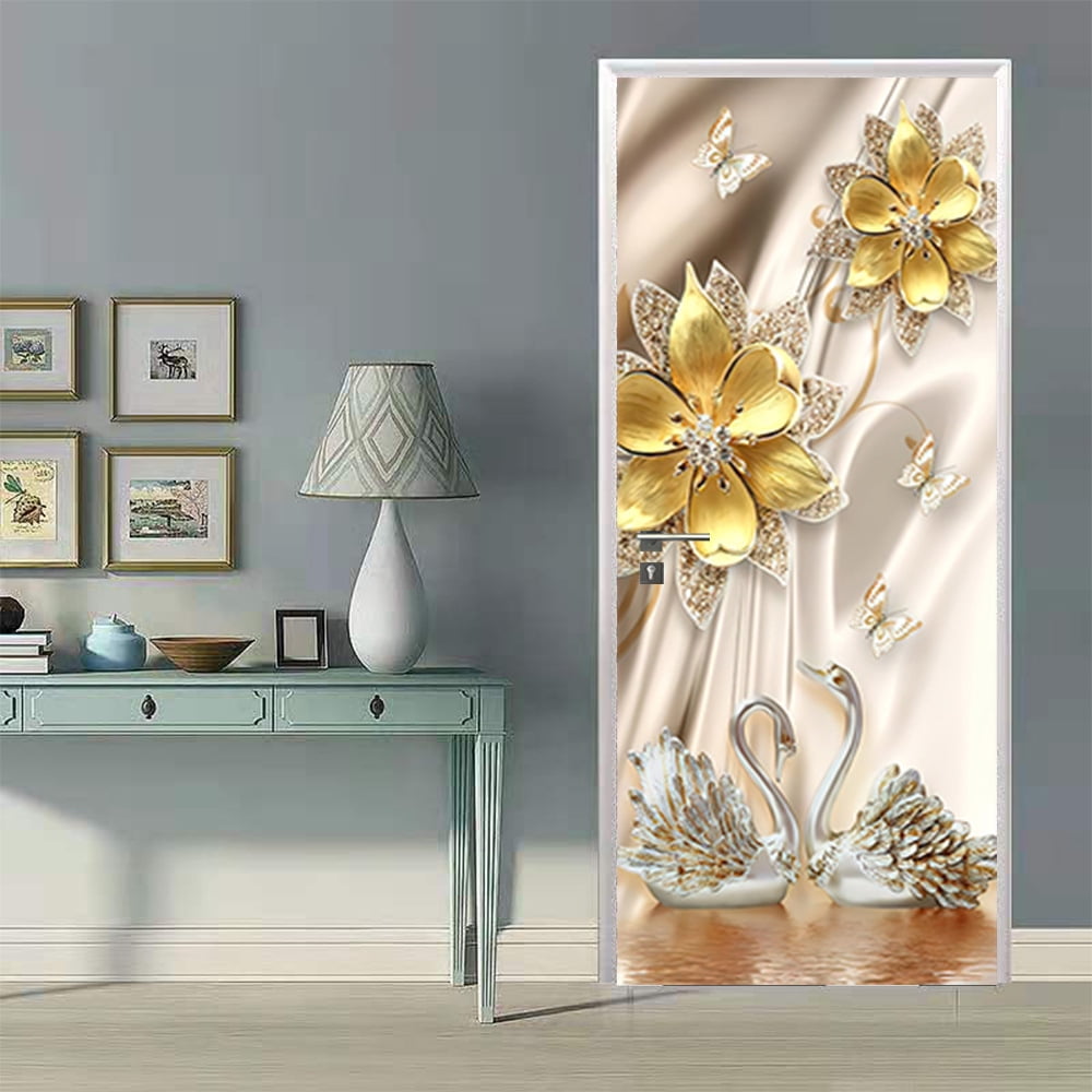 3D Door Stickers Art DIY Self Adhesive Wall Murals Decals Wrap Eco