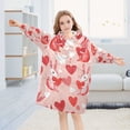 thumbnail image 5 of FORMRS Wearable Blanket Hoodie with Sleeves for Kids Cozy Flannel Sweatshirt, Bunnies and Hearts, 5 of 7
