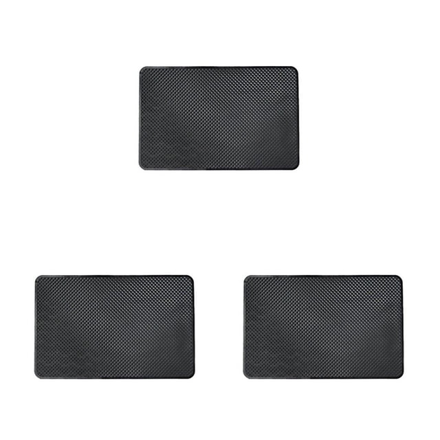 Transemion Rectangular Car Dashboard Mobile Phone Tablet Anti- for slip Mat Resistant Ornaments Place PVC Pad Large black L 3Set
